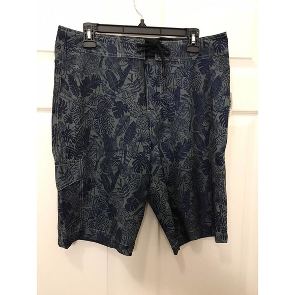 Men’s GOODTHREADS Board Shorts 32 Waist, Swim Trunks, Tropical Leaf Print - Picture 13 of 14